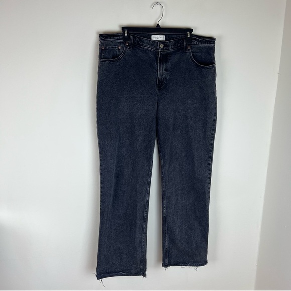 Abercrombie & Fitch The Baggy Low Rise Jeans Curve Love Black Size 33 / 16 Long - Picture 6 of 10